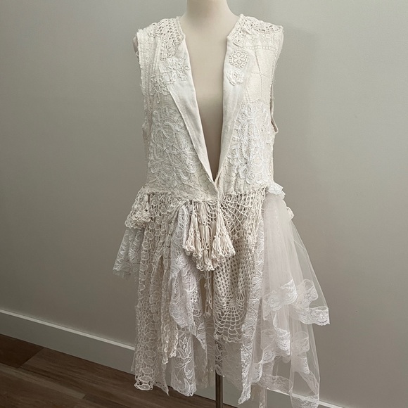 Handmade Wedding Dress White Lace Boho Fairycore Size L XL - Picture 1 of 16